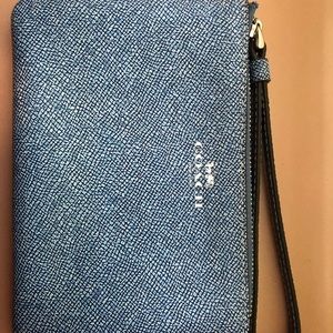 Blue COACH wristlet